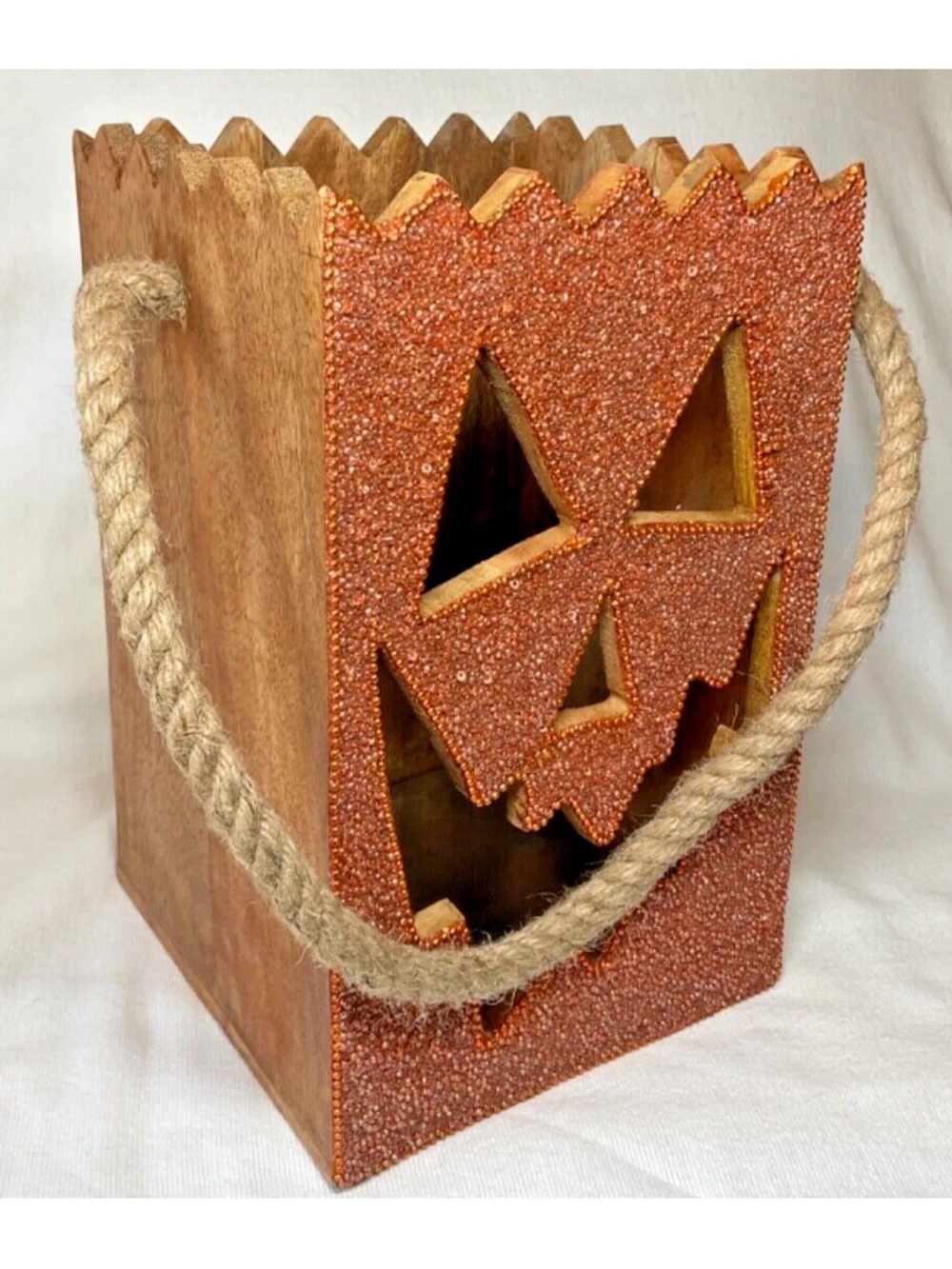 Orange Beaded Pumpkin Lantern Tote - Unbranded
